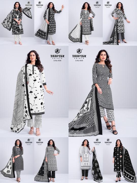 Deeptex aaliza black & white vol-4 ladies dress material wholesale price